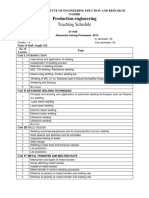 Production Engineering: Teaching Schedule