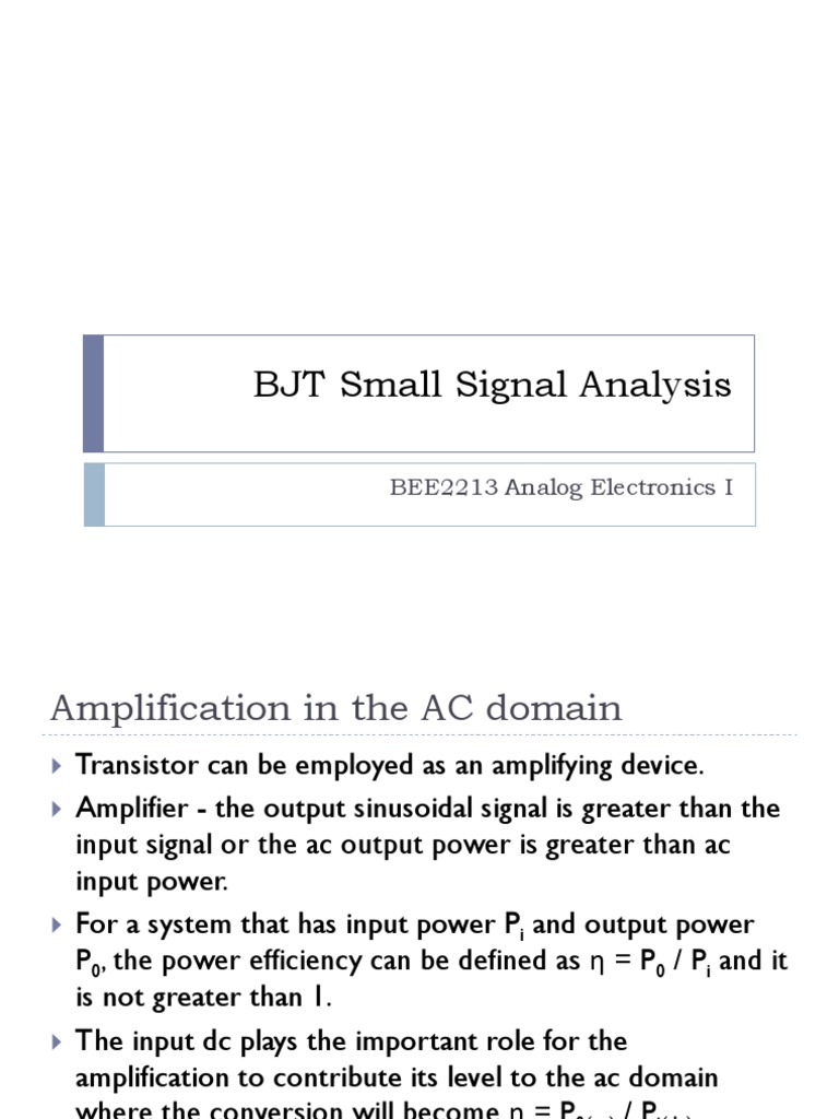 5.BJT Small Signal Analysis - Part1 | PDF | Amplifier | Bipolar ...