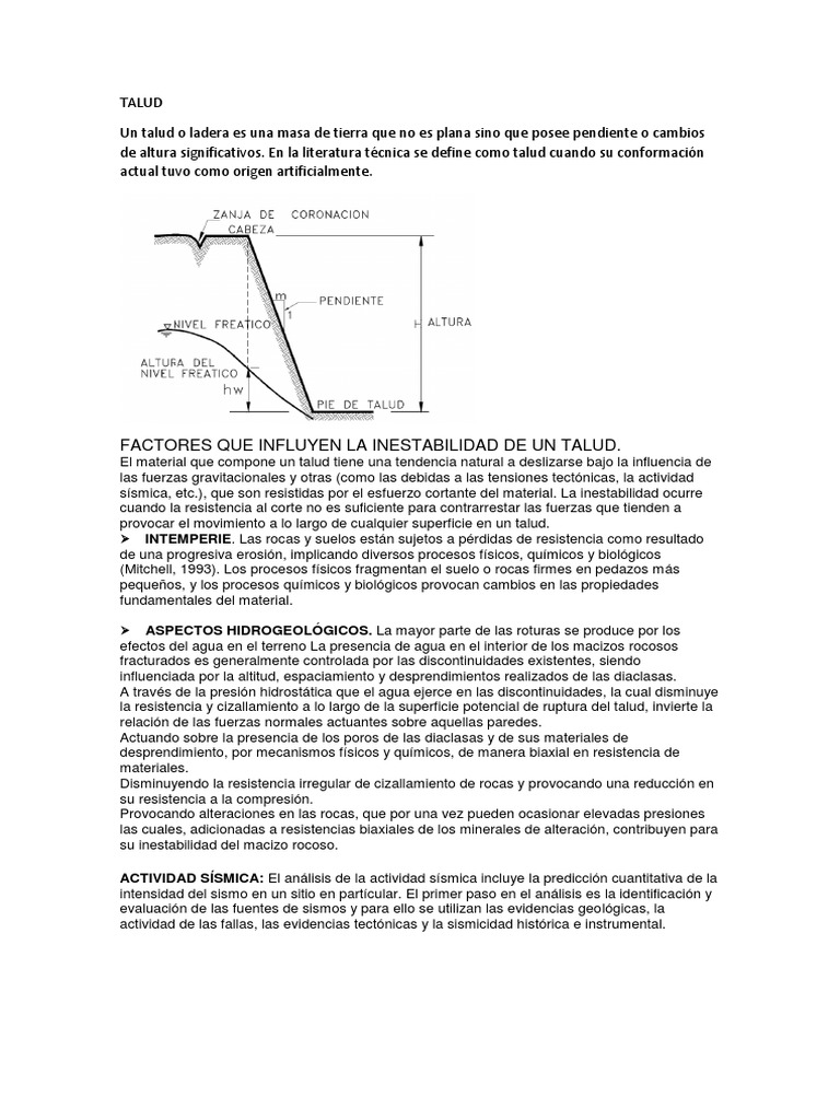 TALUD | PDF | Temblores | Geología