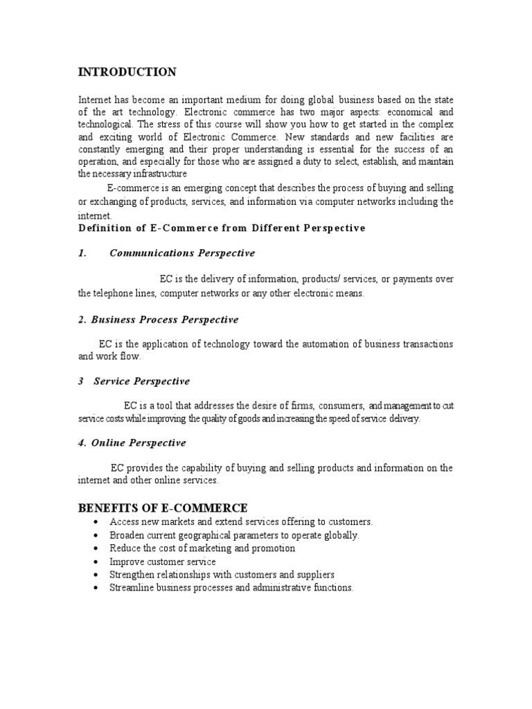 Understanding E-Commerce Scope and Benefits | PDF | E Commerce | Sales