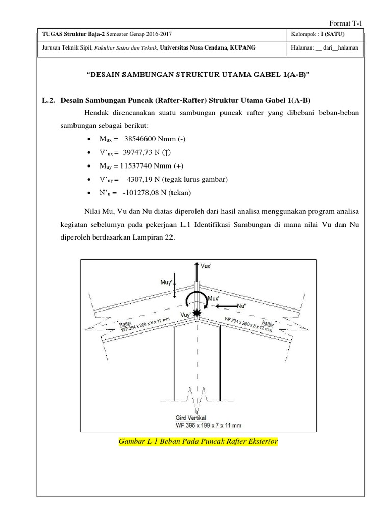 Desain Sambungan Puncak Rafter Baja | PDF