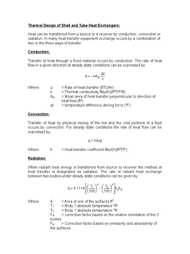 Shell and Tube Heat Exchanger Design | PDF | Heat Transfer | Thermal ...