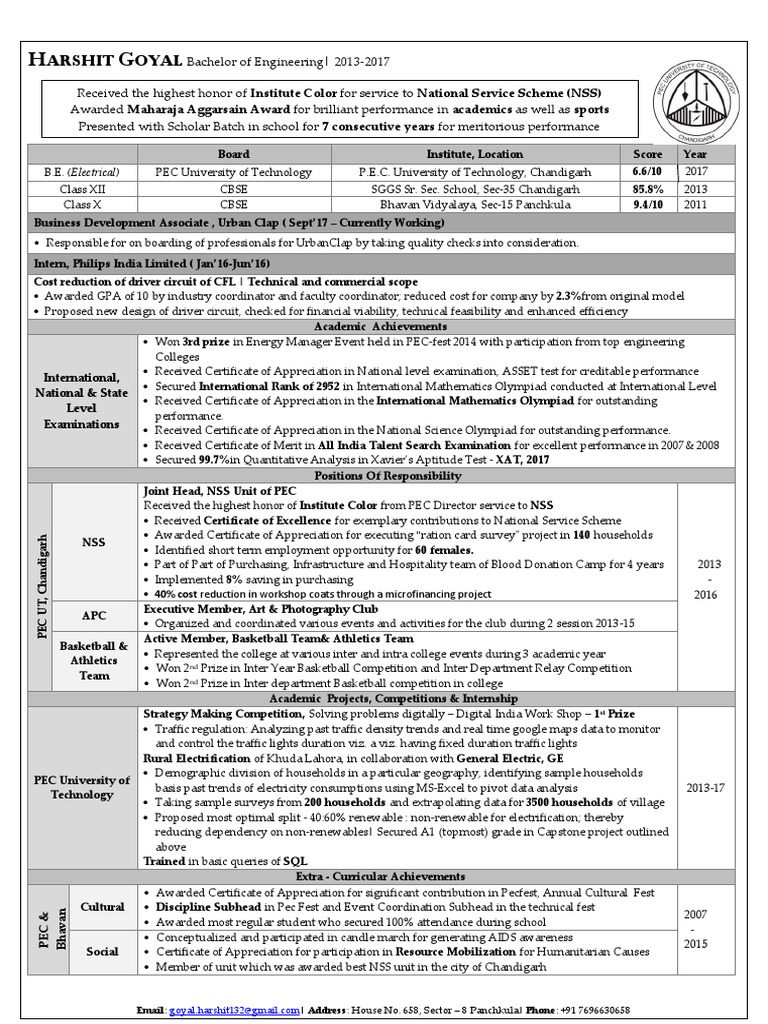 Harshit Goyal's Academic and Achievements | PDF | Test (Assessment ...