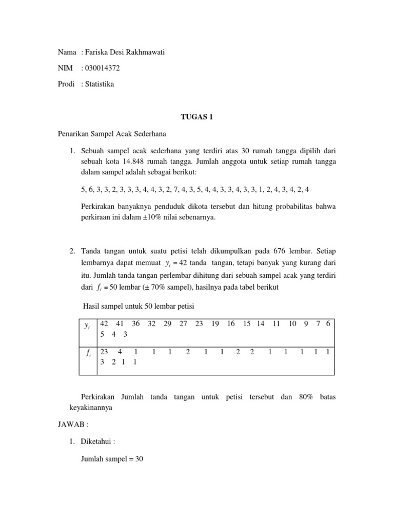Sampel Acak Sederhana Metode Sampling | PDF