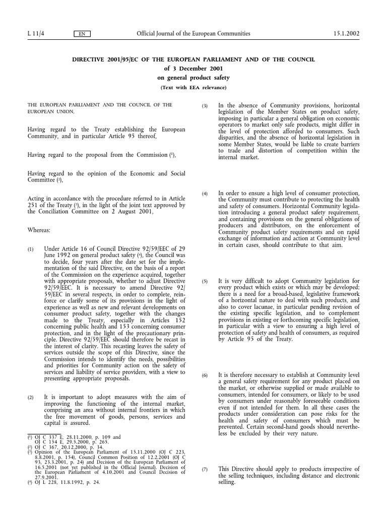 General Product Safety Directive PDF Directive (European Union