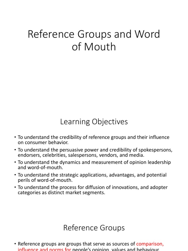 Influence of Reference Groups on Consumers | PDF | Credibility | Behavior