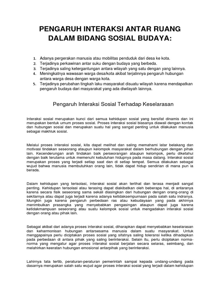 Pengaruh Interaksi Antar