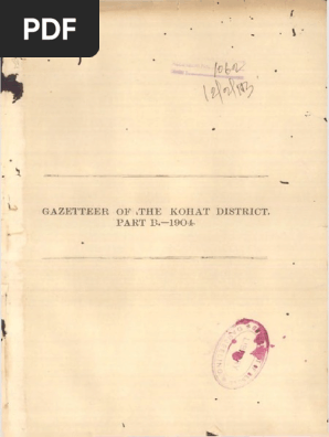 Gazetteer of The Kohat District Part-B-1904 | PDF