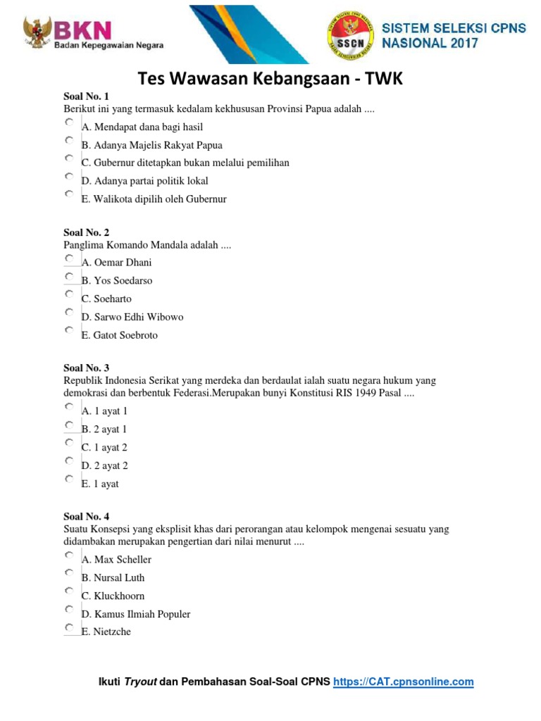 Materi Soal Cpns 2017