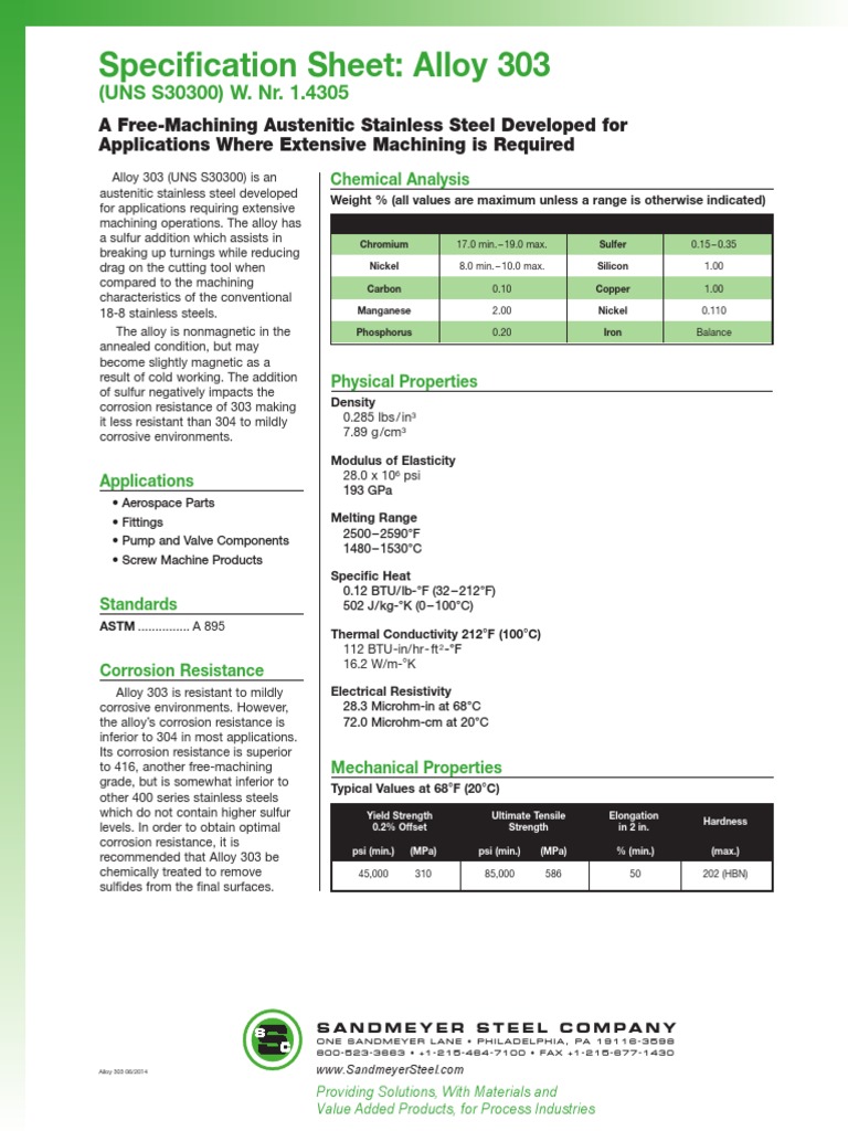 Alloy 303 Stainless Steel Overview | PDF | Alloy | Steel