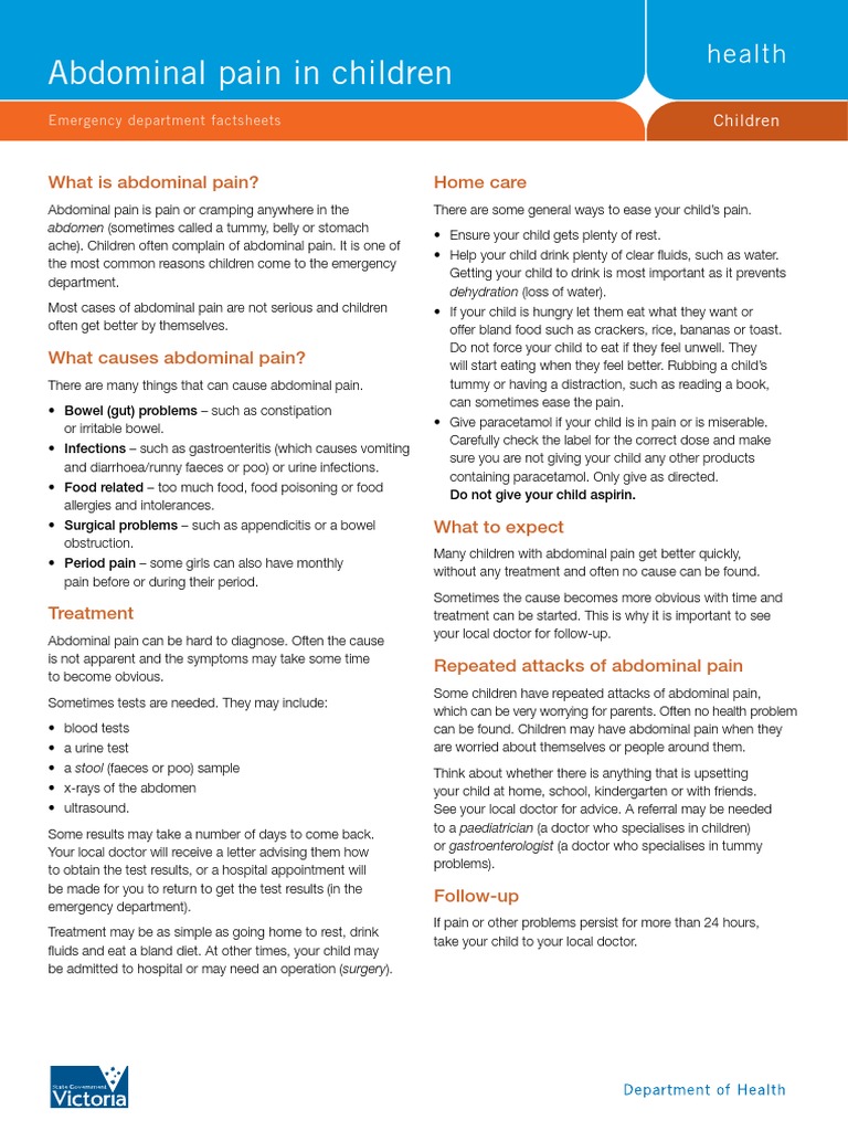 Abdominal Pain in Children Emergency Department Pain