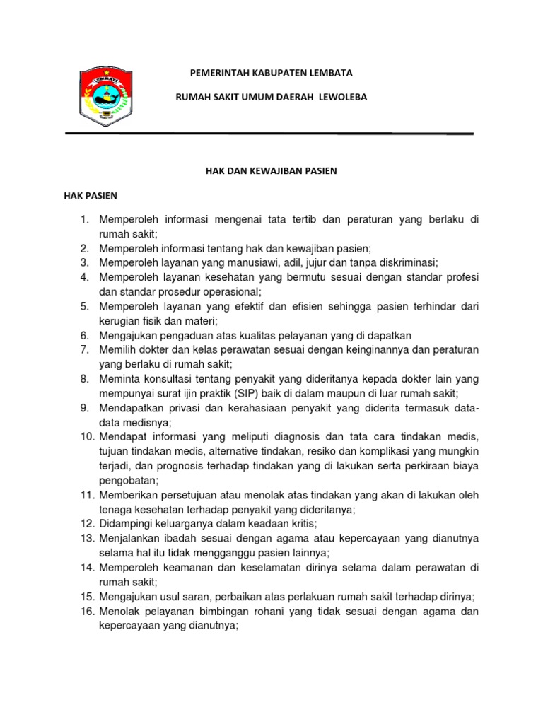 Banner Hak & Kewajiban Pasien | PDF
