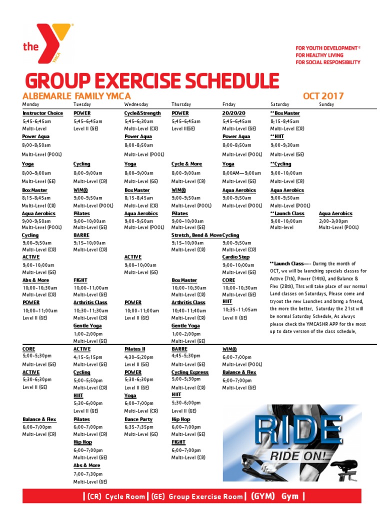 Albemarle Family YMCA Fitness Class Schedule Strength Training