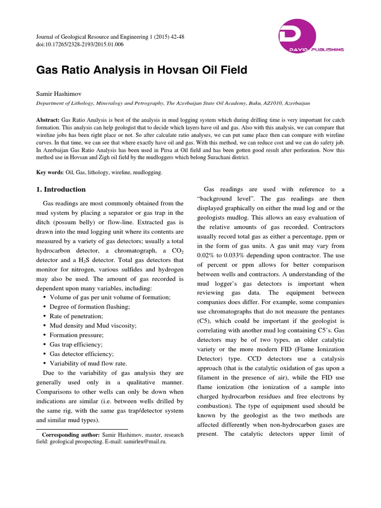 Gas Ratio Analysis in Hovsan Oil Field | Download Free PDF | Gases ...