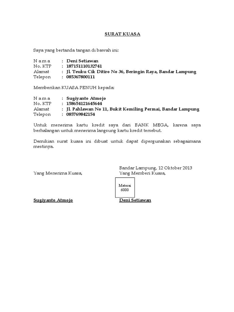 Format Surat Permohonan Penutupan Kartu Kredit  Delinewstv