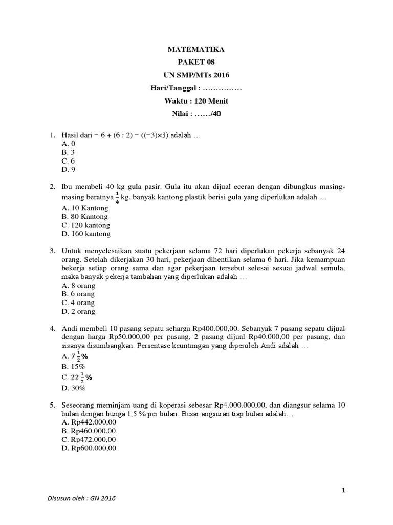 Soal Un 08