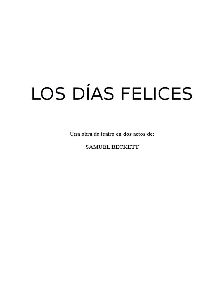 Samuel Beckett Los Días Felices PDF Samuel Beckett James Joyce