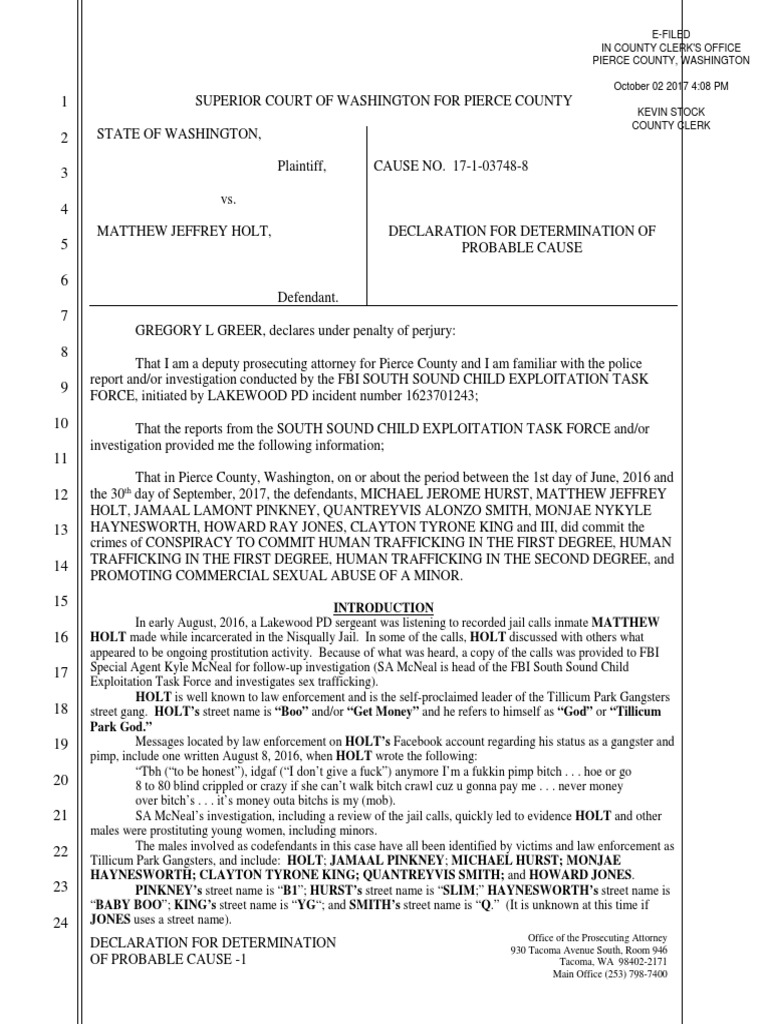 Tillicum Gang Affidavit | PDF | Backpage | Human Trafficking