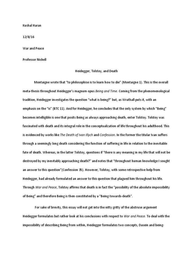essay on war and peace