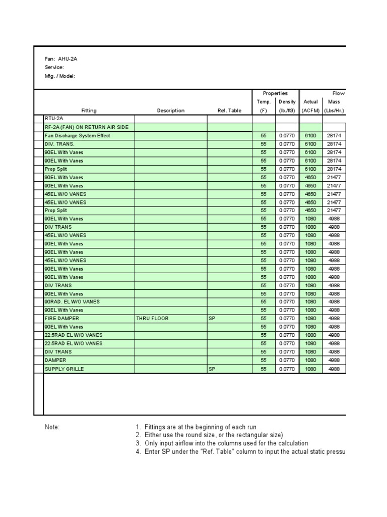 Duct Pressure Drop Calculator