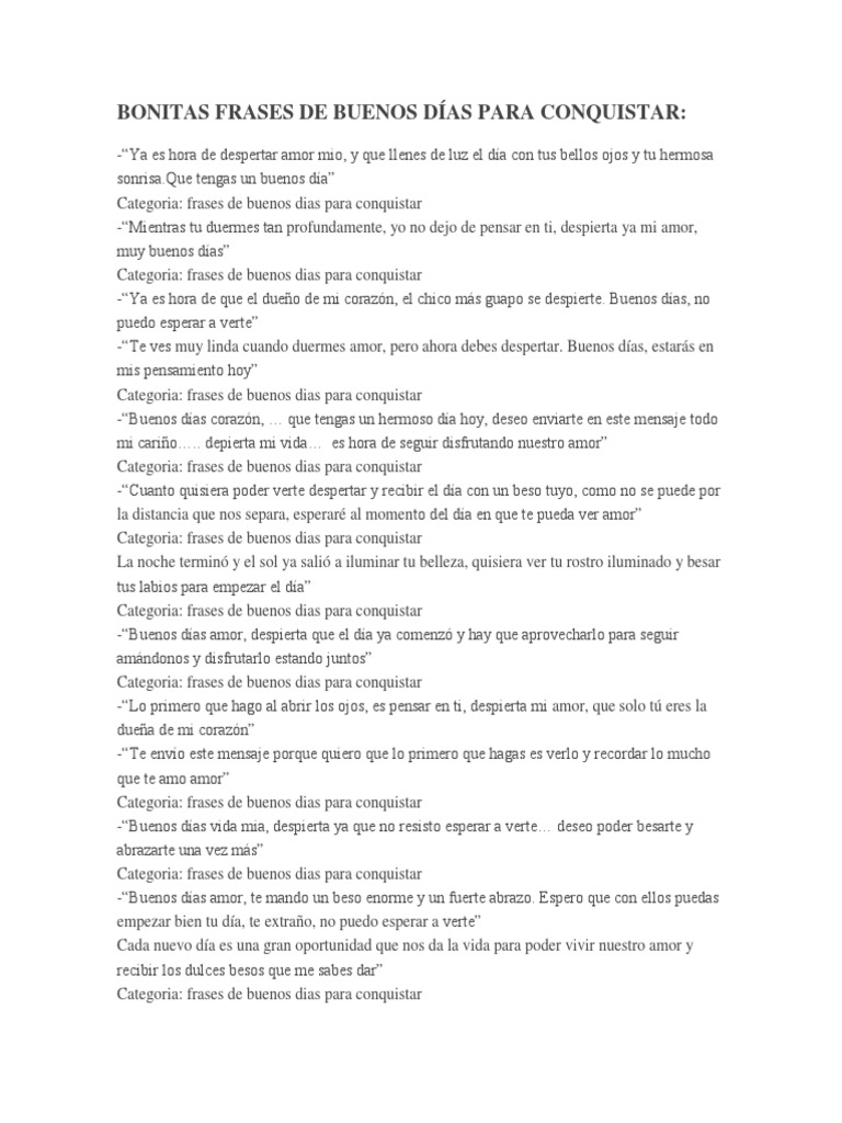 Bonitas Frases de Buenos Días para Conquistar | PDF | Amor, image size:768x1024