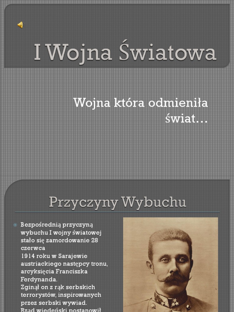 Przyczyny Wybuchu I Wojny światowej Notatka