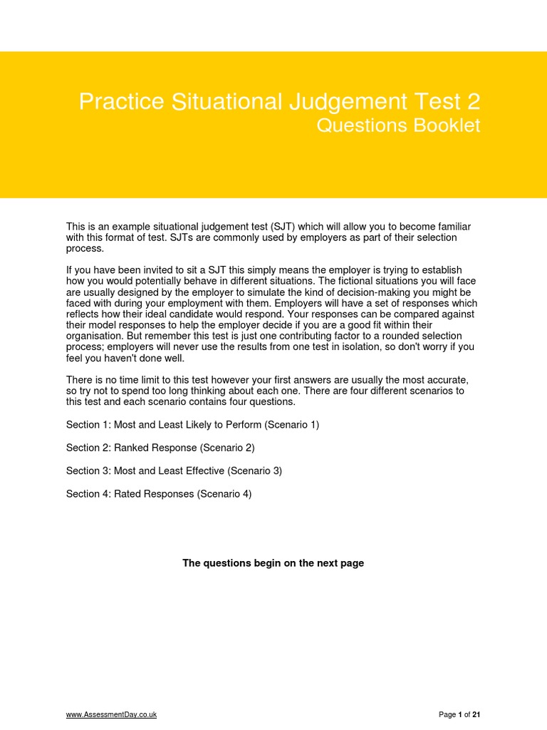Situational Judgement Test Practice Guide | PDF | Employment | Retail