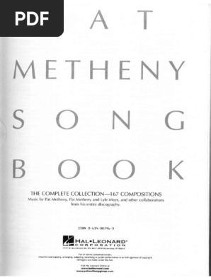 Amazon.com: Pat Metheny Songbook: Lead Sheets: 9780634007965