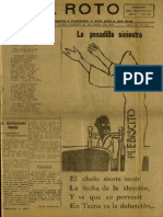 Periódico El Roto. Tacna, Chile, Domingo 25.Abr.1926