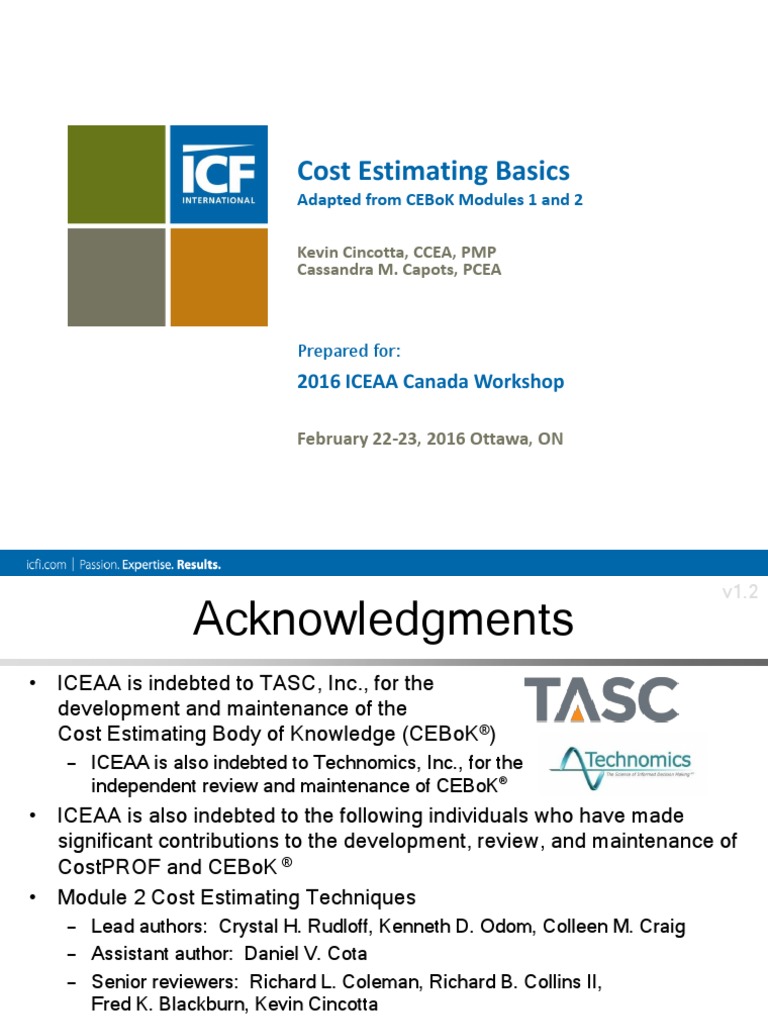 Cost Estimating Basics Adapted from CEBoK Modules 1 and 2 - ppt