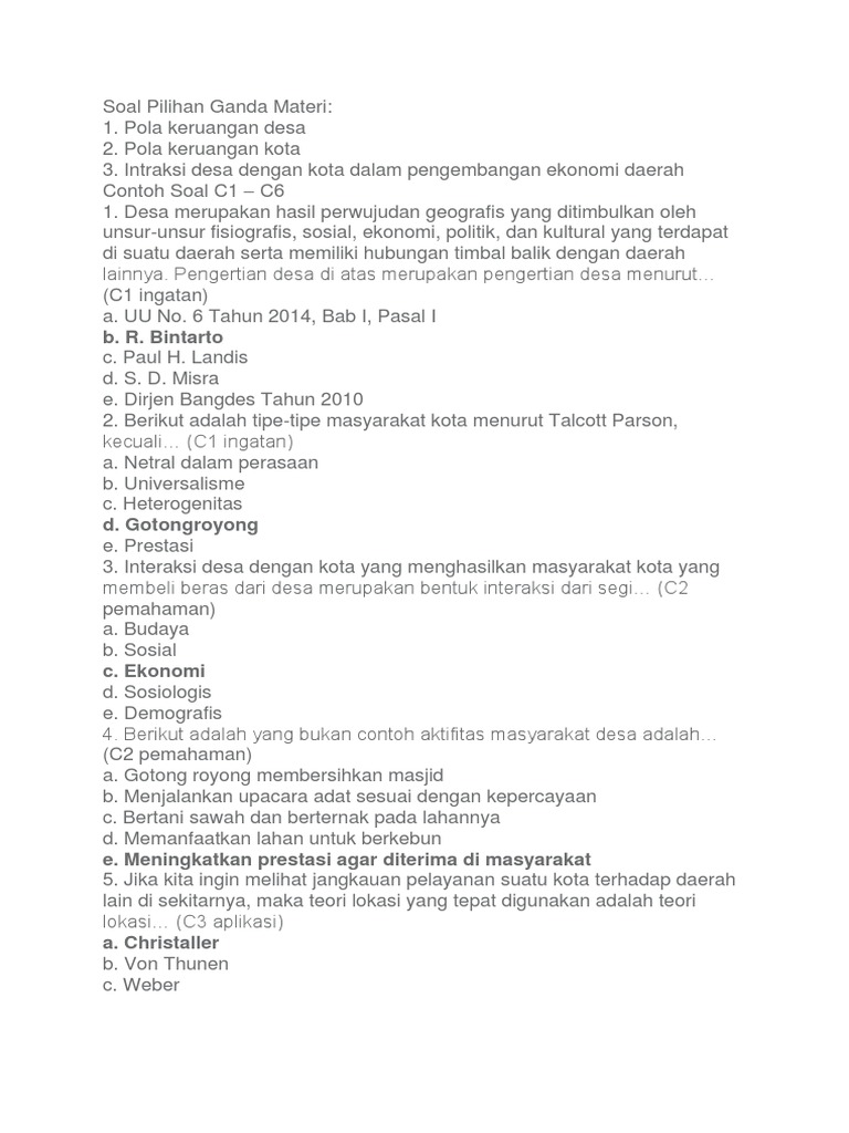 Soal Pilihan Ganda Materi