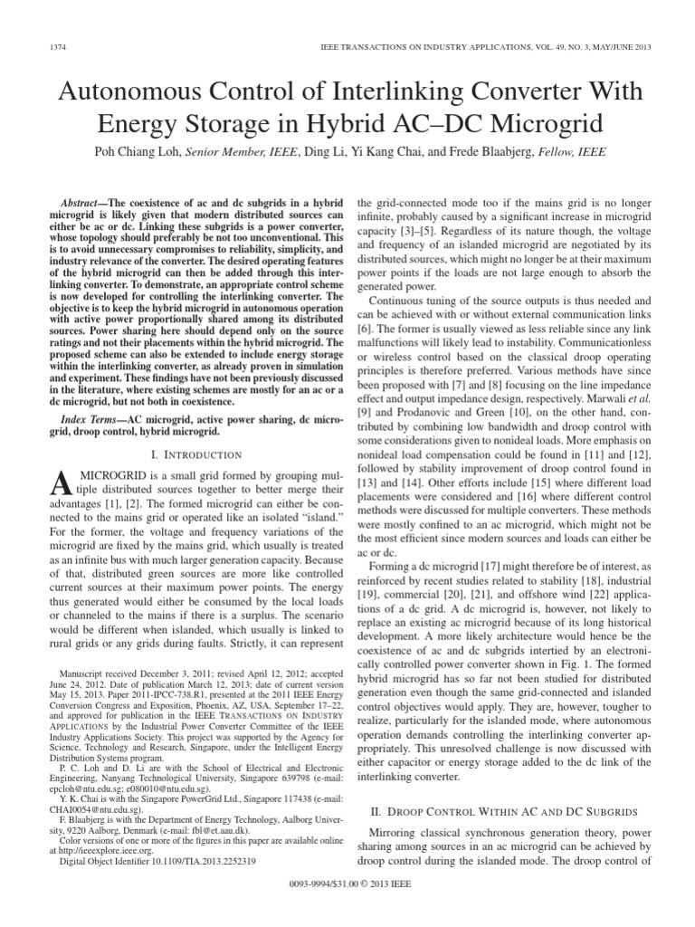 Autonomous Control of Interlinking Converter With Energy Storage in ...