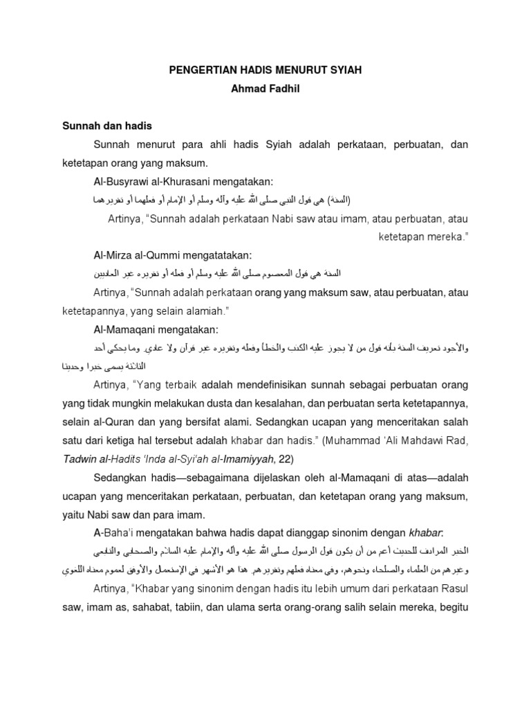 01 Pengertian Hadis Menurut Syiah Pdf