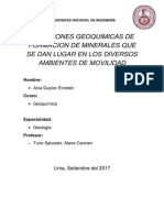 REACCIONES GEOQUÍMICAS QUE GENERAN MINERALES