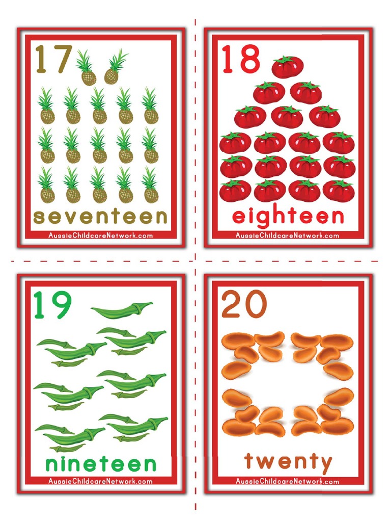 Flash Cards Numbers 17 To 20 | PDF