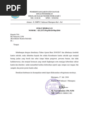 Contoh Surat Himbauan Kebersihan Gudang Surat