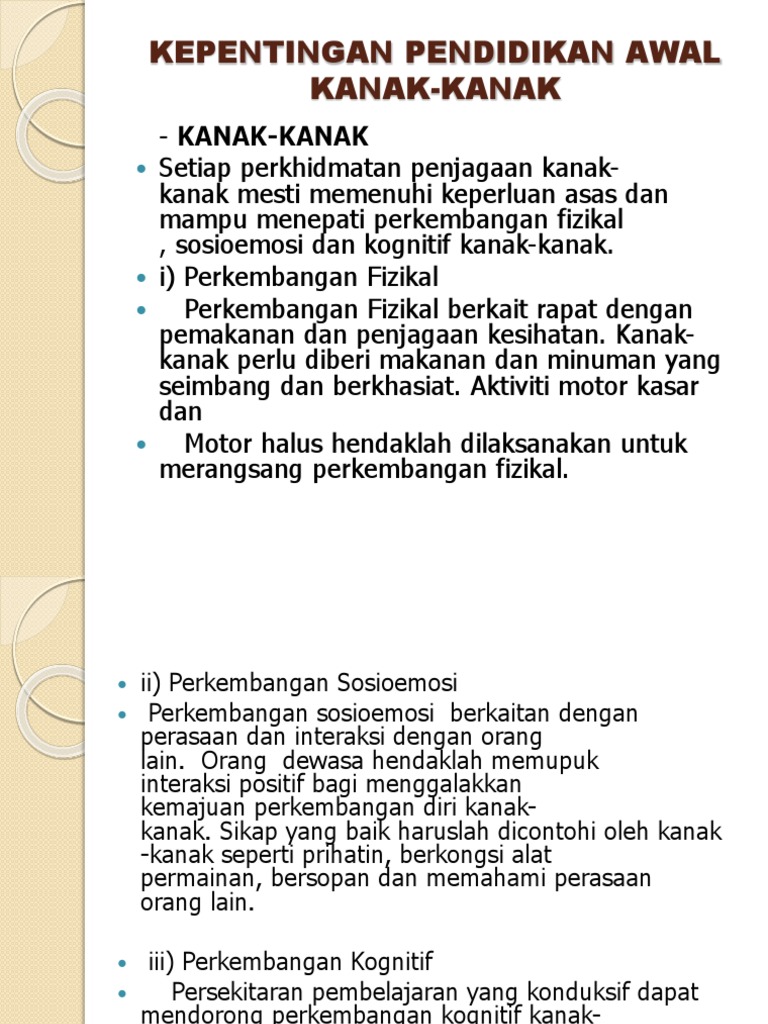Kepentingan Pendidikan Awal Kanak Kanak Pdf