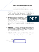 Presión, Volumen y Temperatura para Un Gas Ideal