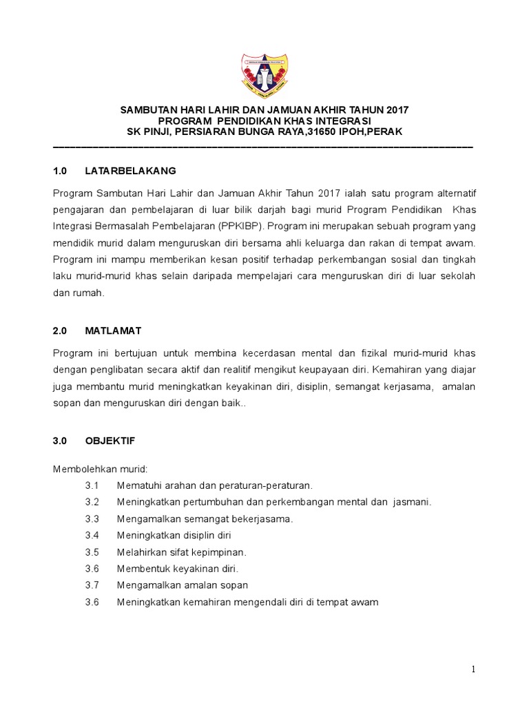 Kertas Kerja Sambutan Hari Lahir Dan Jamuan Akhir Tahun 2017