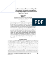 The Influence of Dependent and Independent Cognitive Styles On Achievement in Mathematics Among Senior Secondary School Students in Bida Educational Zone of Niger State, Nigeria