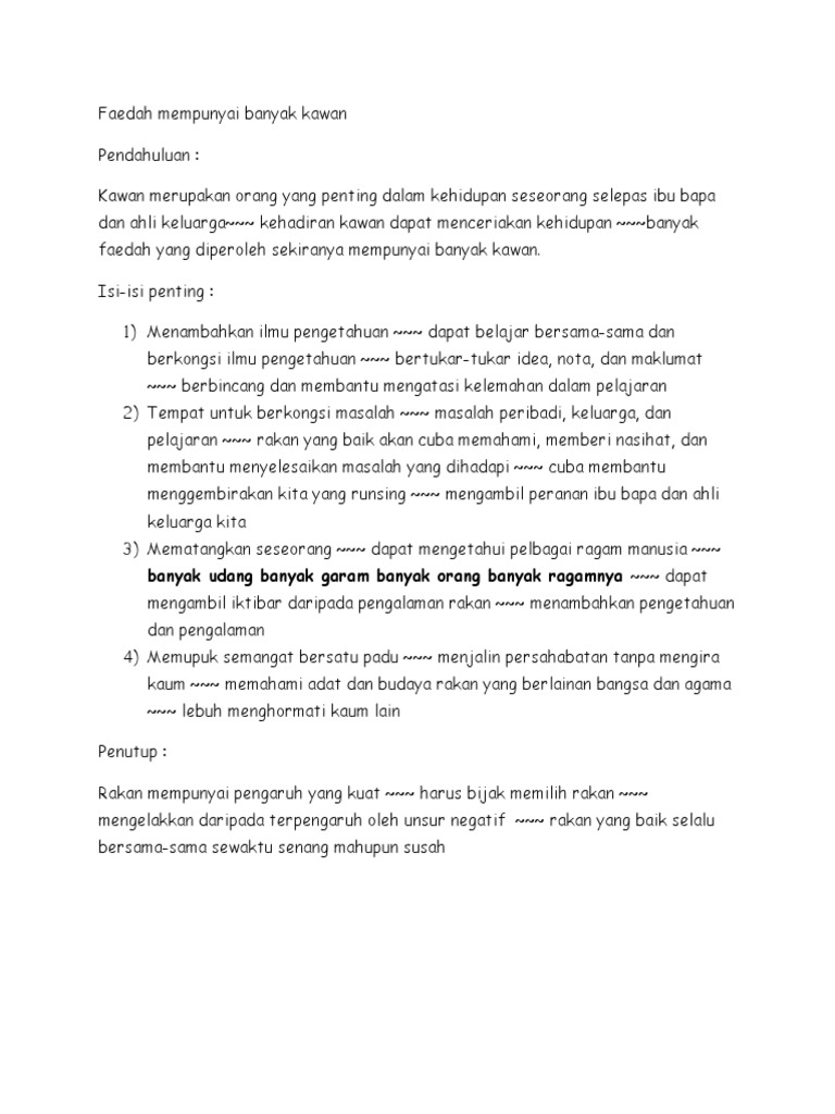 faedah mempunyai kawan yang banyak