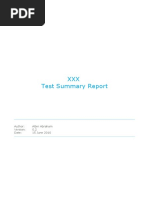 XXX Test Summary and Sign Off