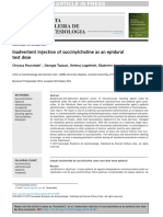 Revista Brasileira DE Anestesiologia: Inadvertent Injection of Succinylcholine As An Epidural Test Dose