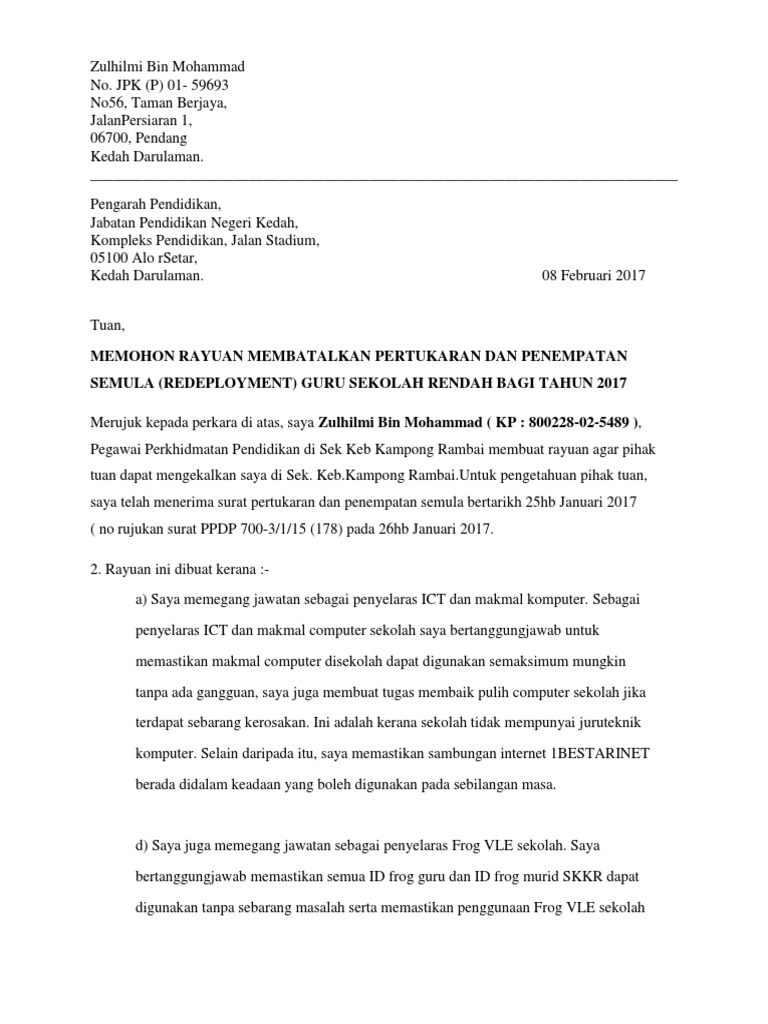 Surat Rayuan Dikekalkan Skkr Pdf