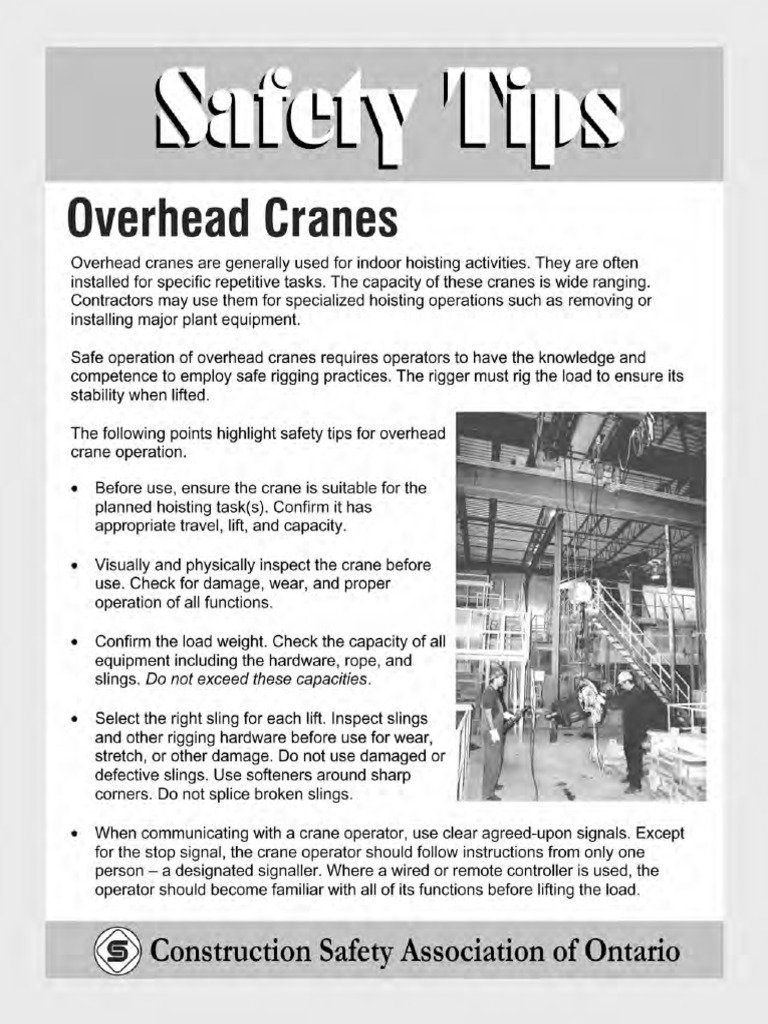 Safety Tips Overhead Cranes PDF | PDF