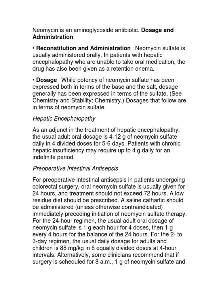 Neomycin Is An Aminoglycoside Antibiotic | PDF | Dose (Biochemistry ...