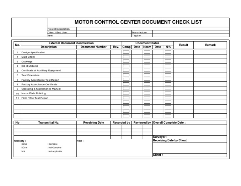 MCC Document Checklist Overview | PDF