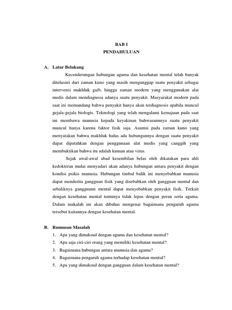 Makalah Agama Dan Kesehatan Mental Pdf