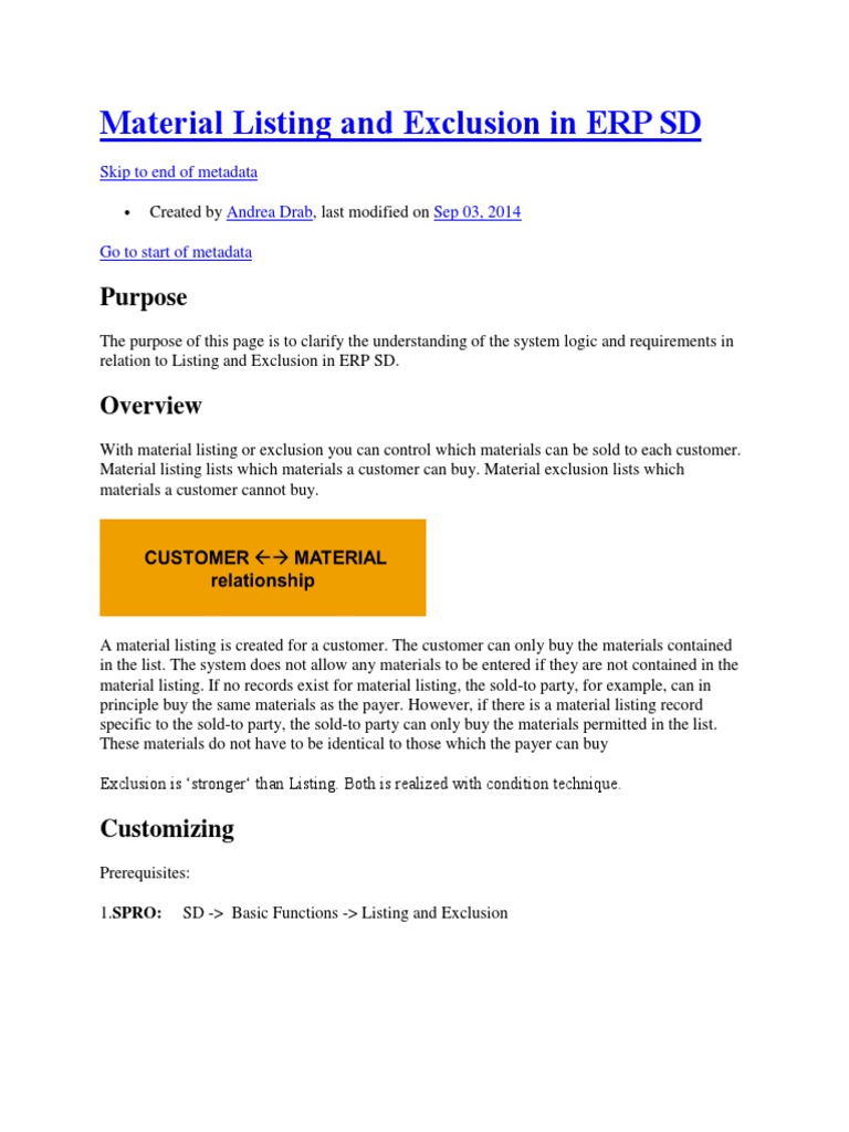 Document Listing Exclusion SAP SD PDF