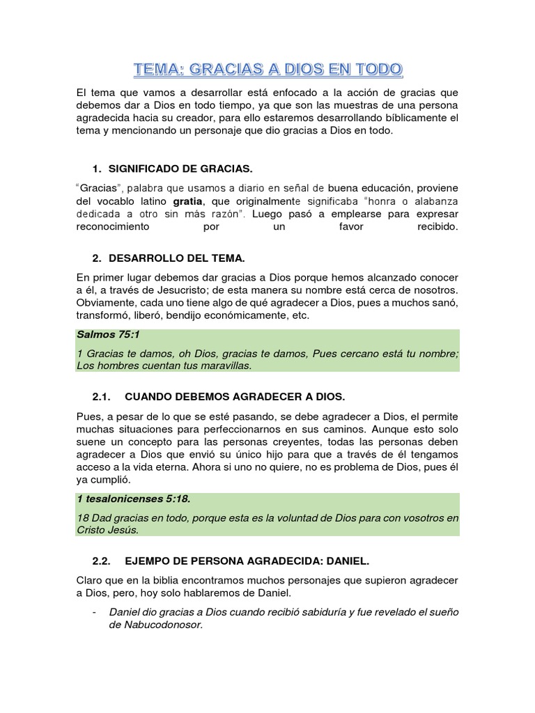 Agradecimiento a Dios en Todo Tiempo | PDF | Daniel (figura bíblica ...